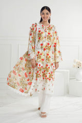 3 Piece Unstitched Embroidered Printed Lawn Suit with Printed Chiffon Dupatta PR-52006