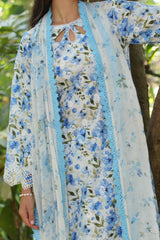 3 Piece Unstitched Embroidered Printed Lawn Suit with Printed Chiffon Dupatta PR-52010