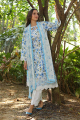 3 Piece Unstitched Embroidered Printed Lawn Suit with Printed Chiffon Dupatta PR-52010