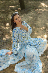 3 Piece Unstitched Embroidered Printed Lawn Suit with Printed Chiffon Dupatta PR-52010