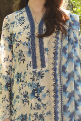 3 Piece Unstitched Embroidered Printed Lawn Suit with Printed Chiffon Dupatta PR-52008