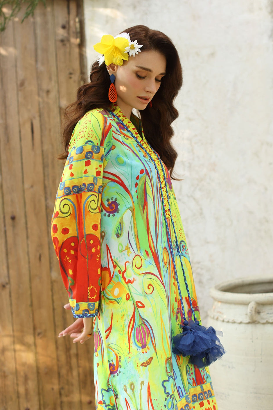 1 Piece Unstitched Cotton Silk Kaftan