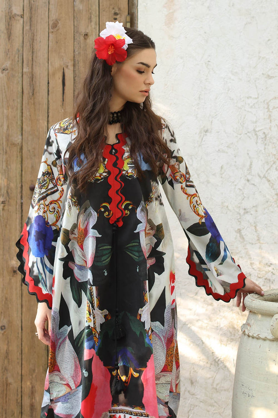 1 Piece Unstitched Cotton Silk Kaftan