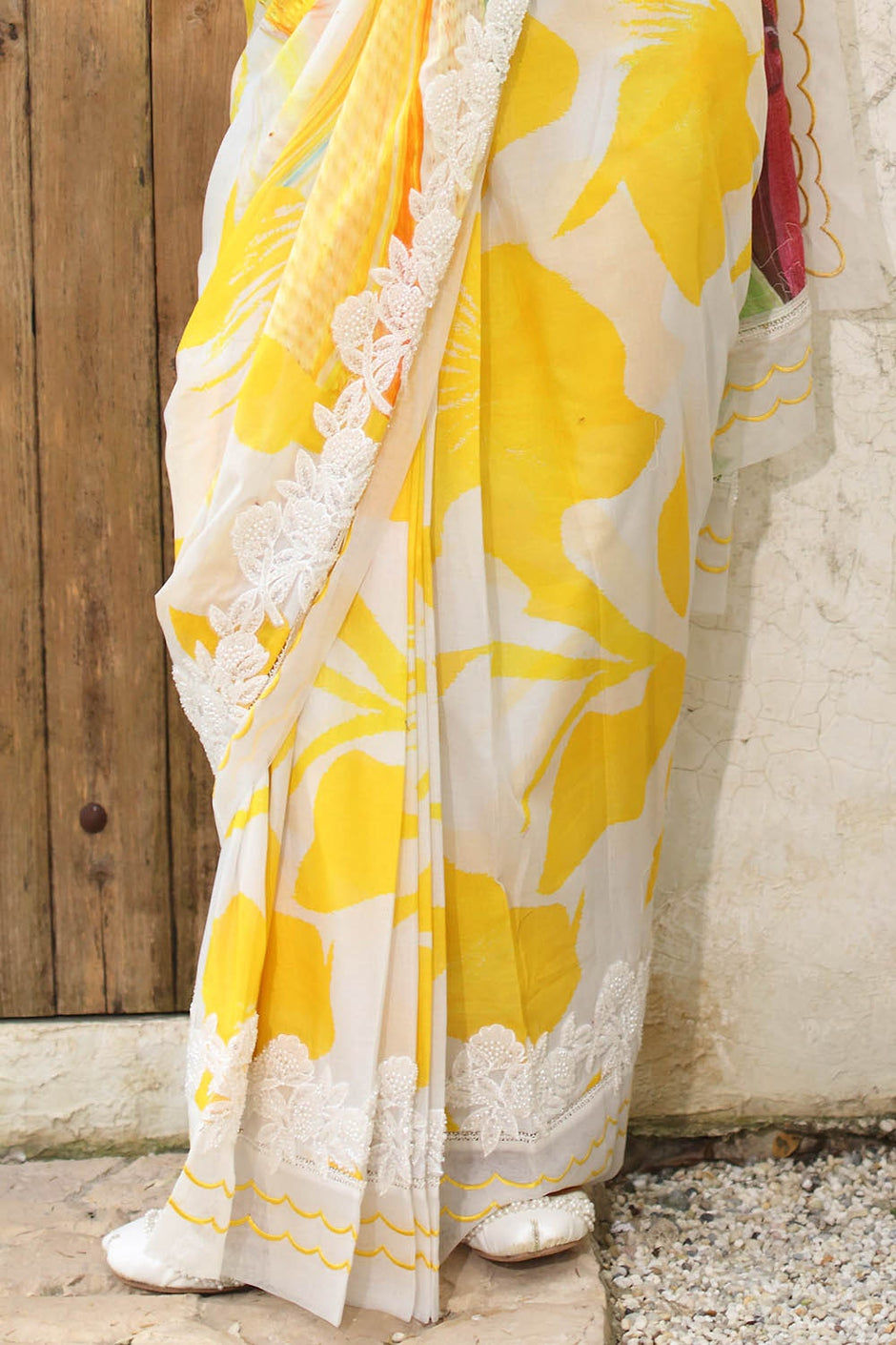 3 Piece Unstitched Denting Lawn Saree