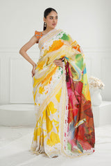 3 Piece Unstitched Denting Lawn Saree  SR-52009