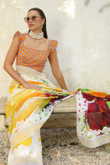 3 Piece Unstitched Denting Lawn Saree  SR-52009