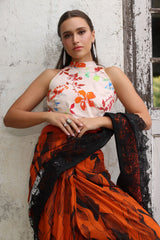 3 Piece Unstitched Denting Lawn Saree  SR-52011