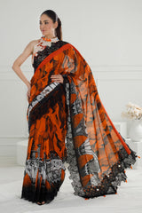 3 Piece Unstitched Denting Lawn Saree  SR-52011