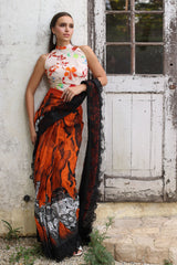 3 Piece Unstitched Denting Lawn Saree  SR-52011