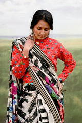 3 Piece Unstitched Denting Lawn Saree SR-52008