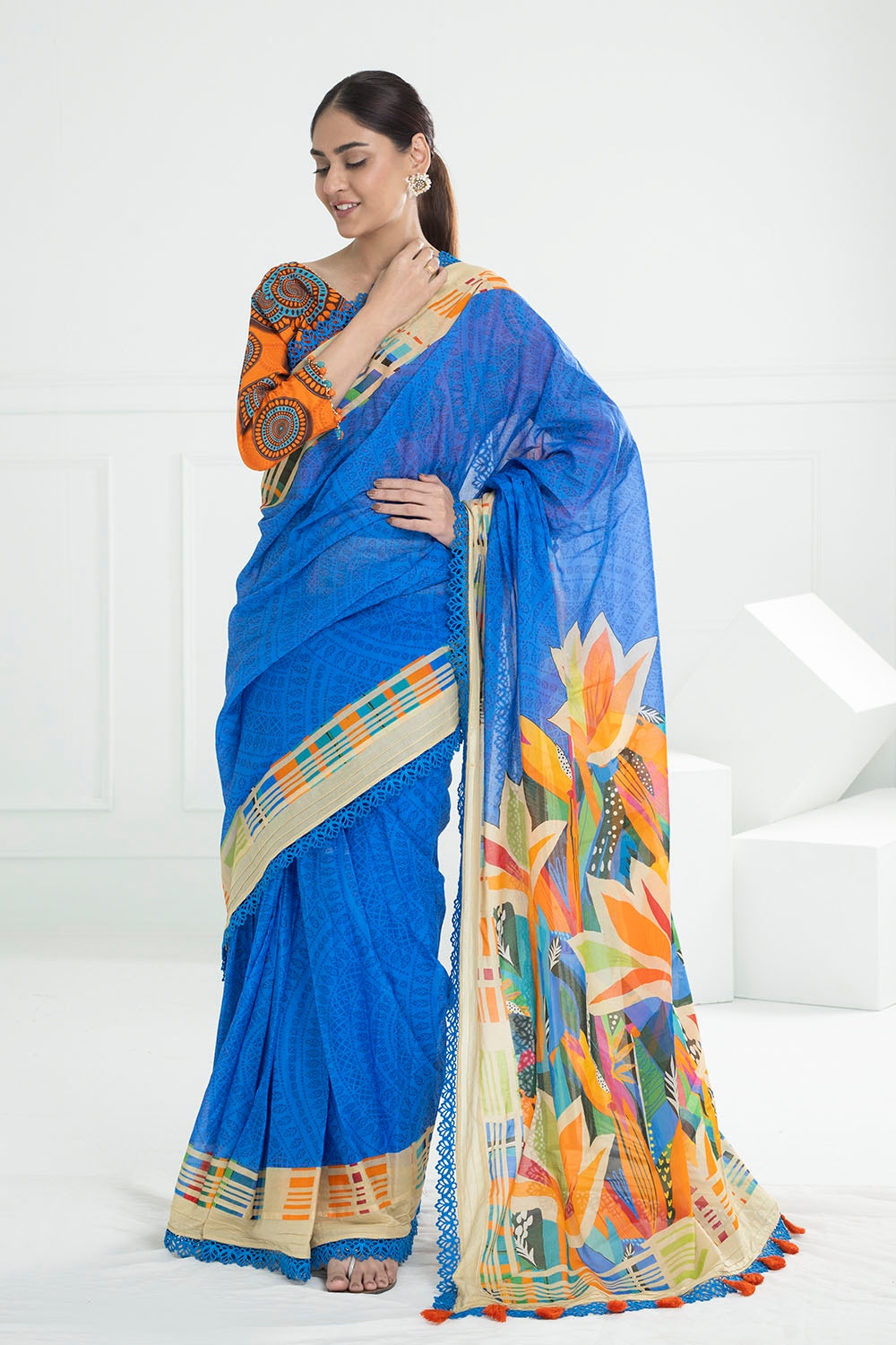 3 Piece Unstitched Denting Lawn Saree SR-52006