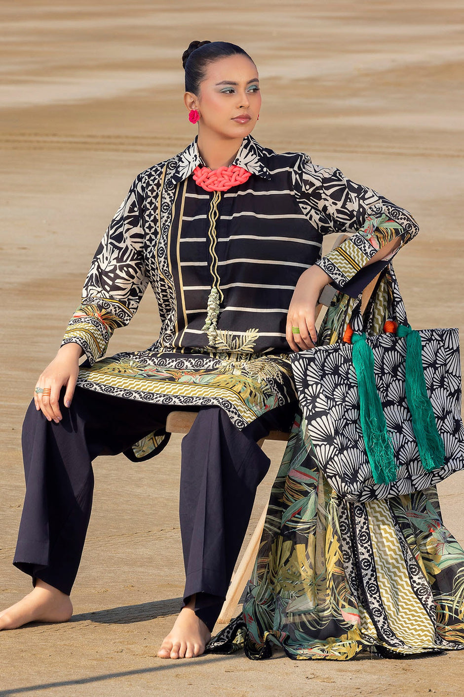 3 Piece Unstitched Embroidered Printed Lawn Suit