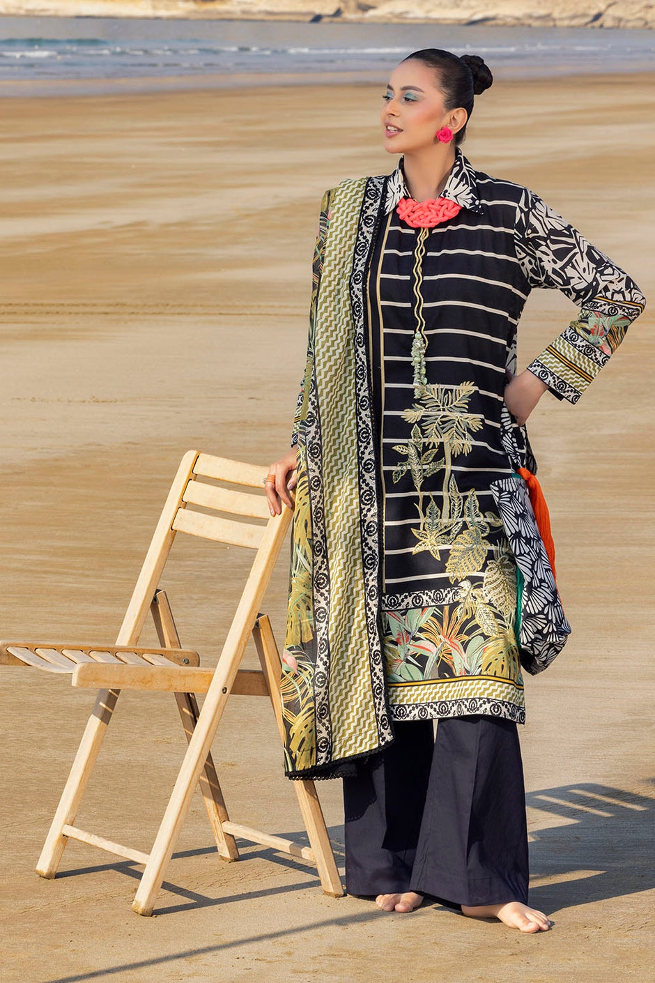 3 Piece Unstitched Embroidered Printed Lawn Suit