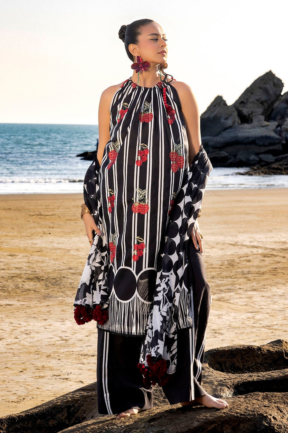 3 Piece Unstitched Embroidered Printed Lawn Suit