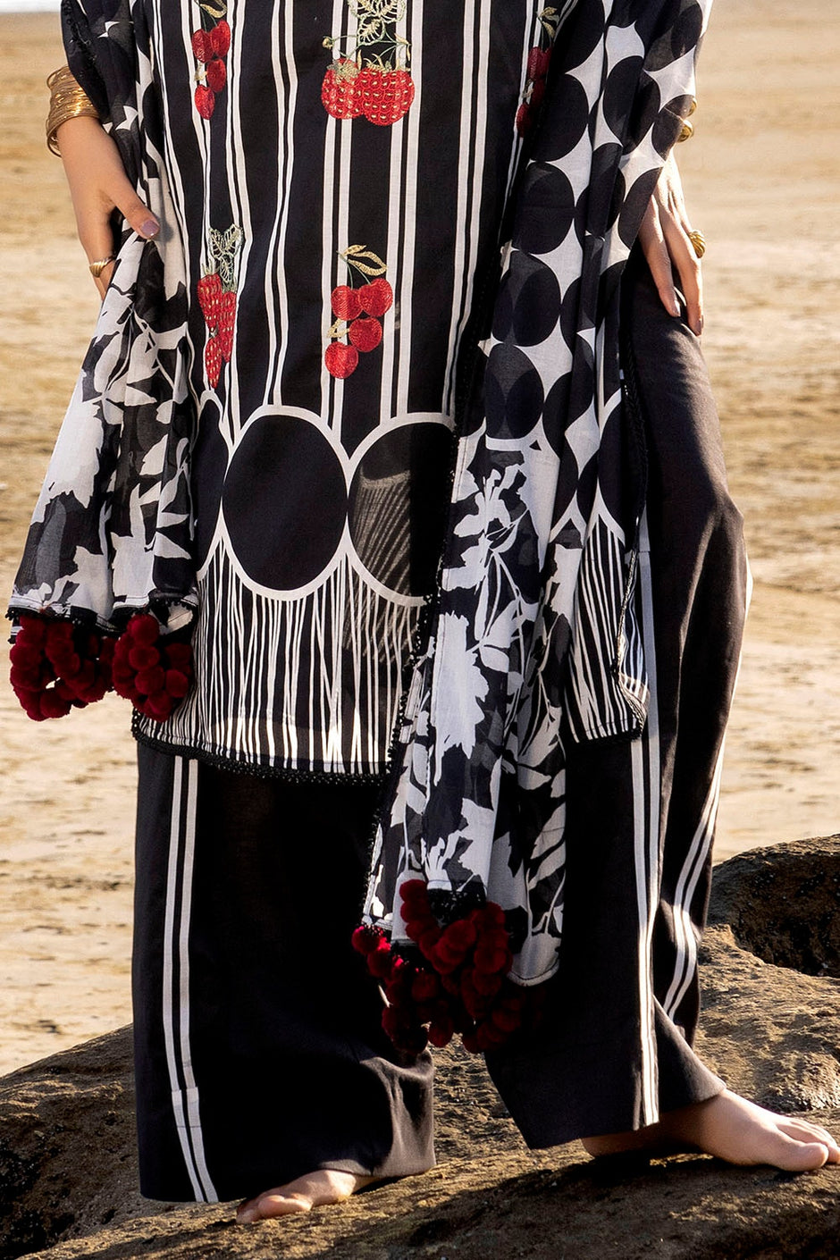 3 Piece Unstitched Embroidered Printed Lawn Suit