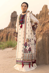 3 Piece Unstitched Embroidered Zari Jacquard Suit with Gold Printed Lawn Dupatta CL-52525
