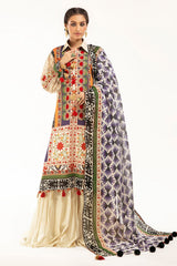 3 Piece Unstitched Embroidered Printed Lawn Suit with Printed Lawn Dupatta  CL-52559