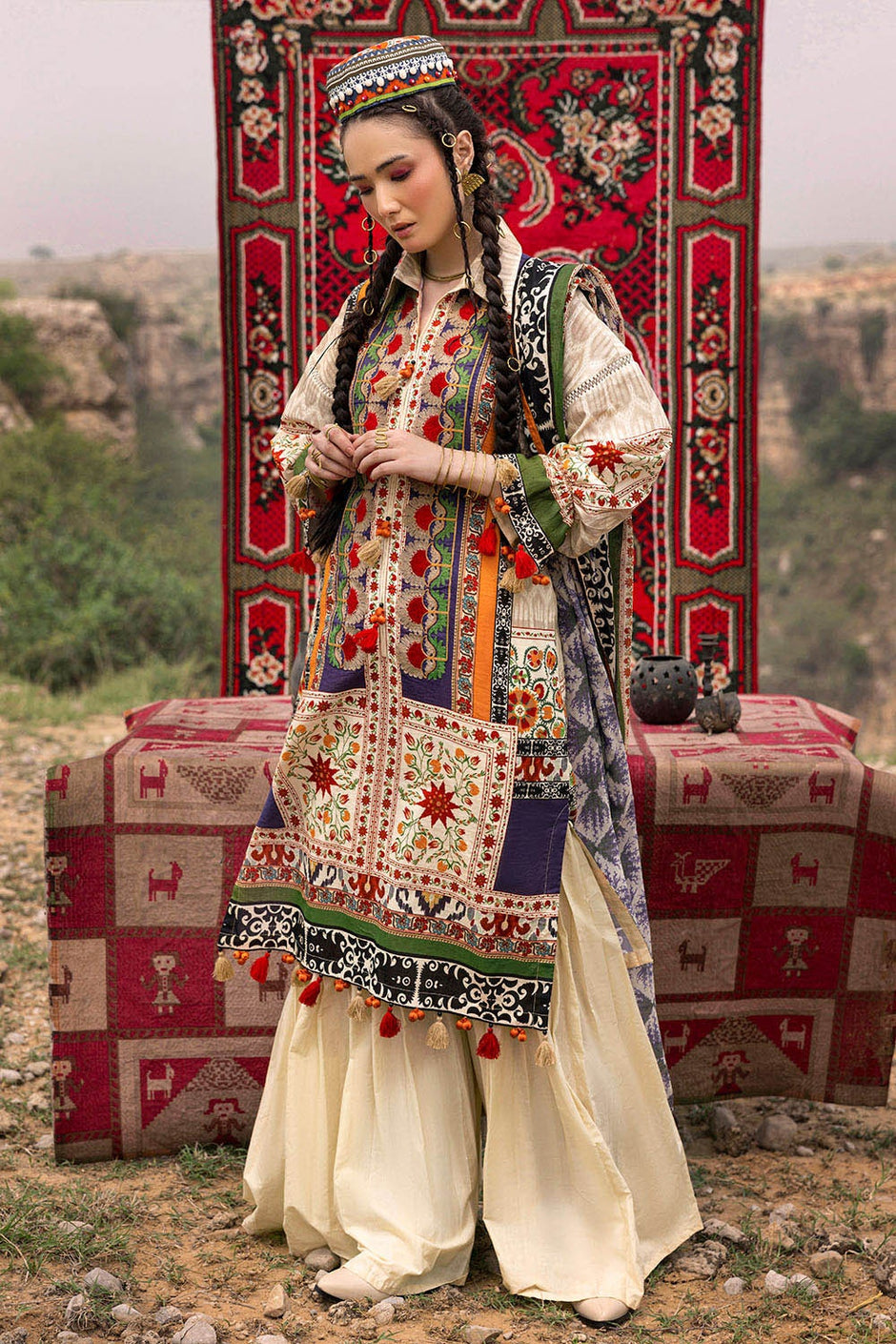 3 Piece Unstitched Embroidered Printed Lawn Suit with Printed Lawn Dupatta