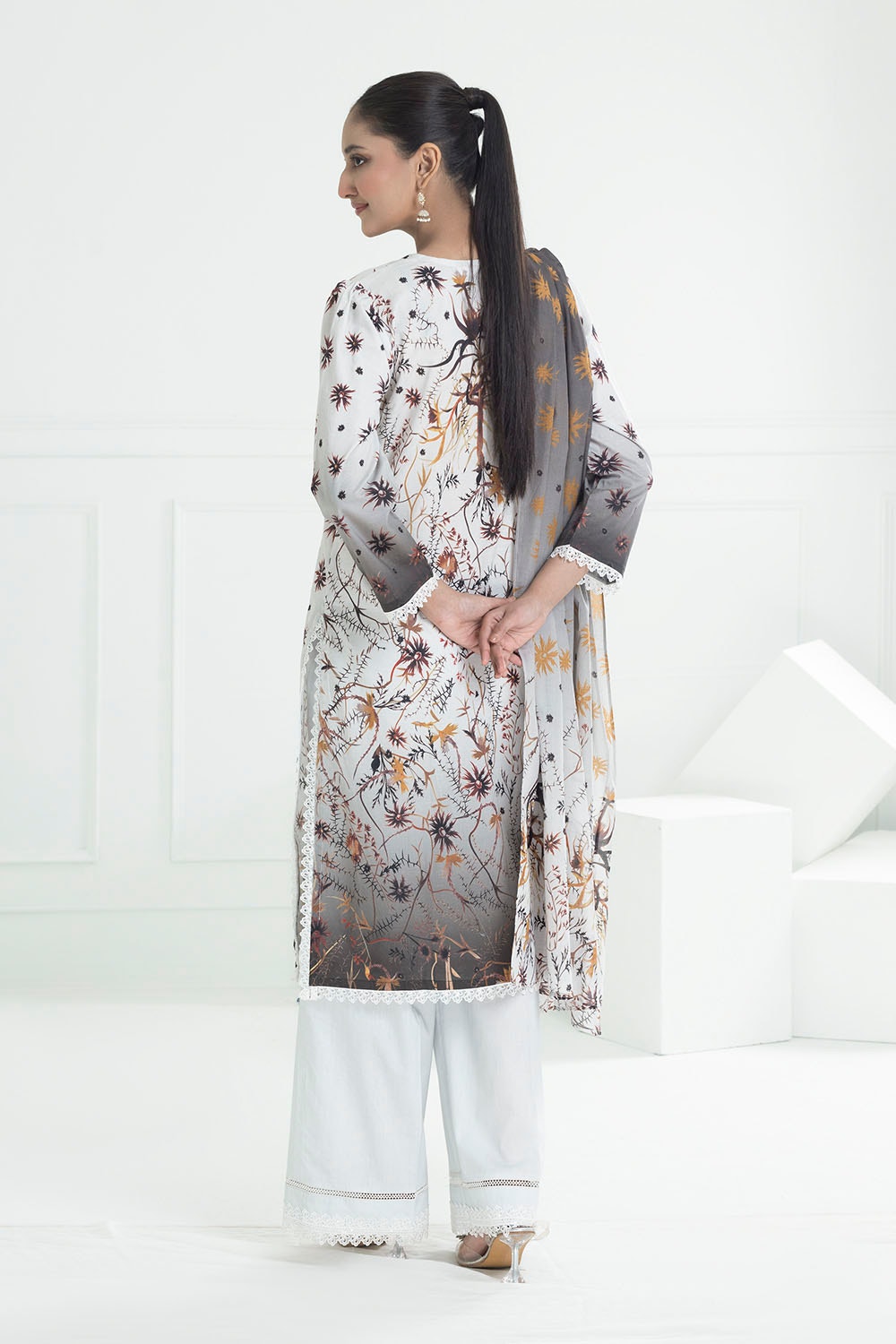 3 Piece Unstitched Jacquard Suit with Printed Lawn Dupatta
