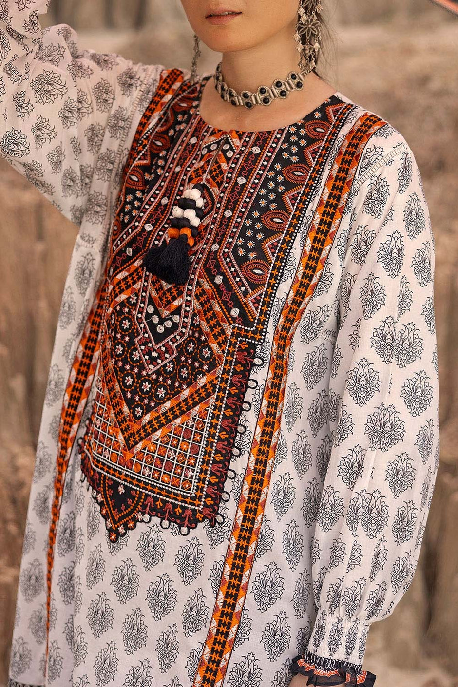 3 Piece Unstitched Printed Embroidered Lawn Suit