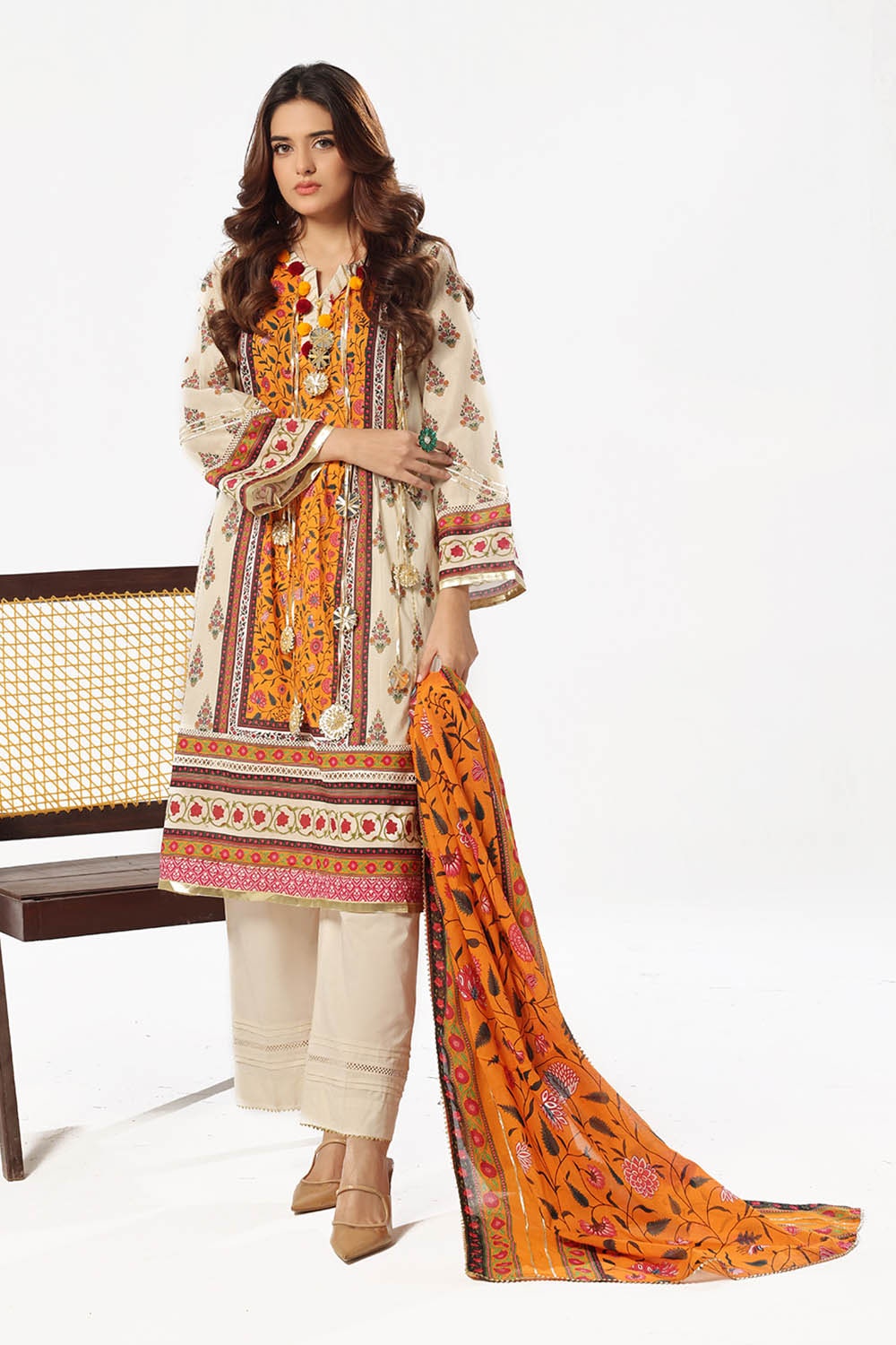 3 Piece Unstitched Printed Lawn Suit with Printed Lawn Dupatta