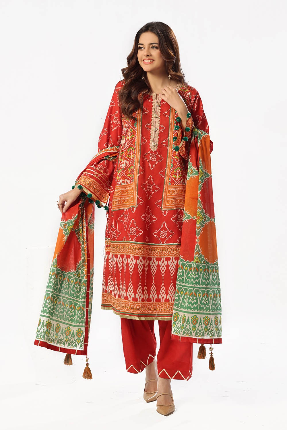 3 Piece Unstitched Printed Lawn Suit with Printed Lawn Dupatta