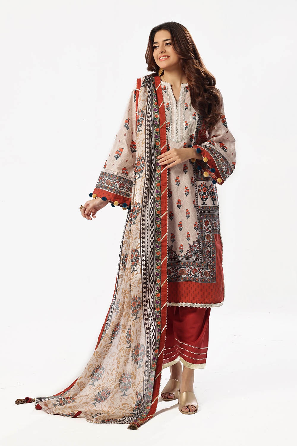 3 Piece Unstitched Printed Lawn Suit with Printed Lawn Dupatta CL-52511