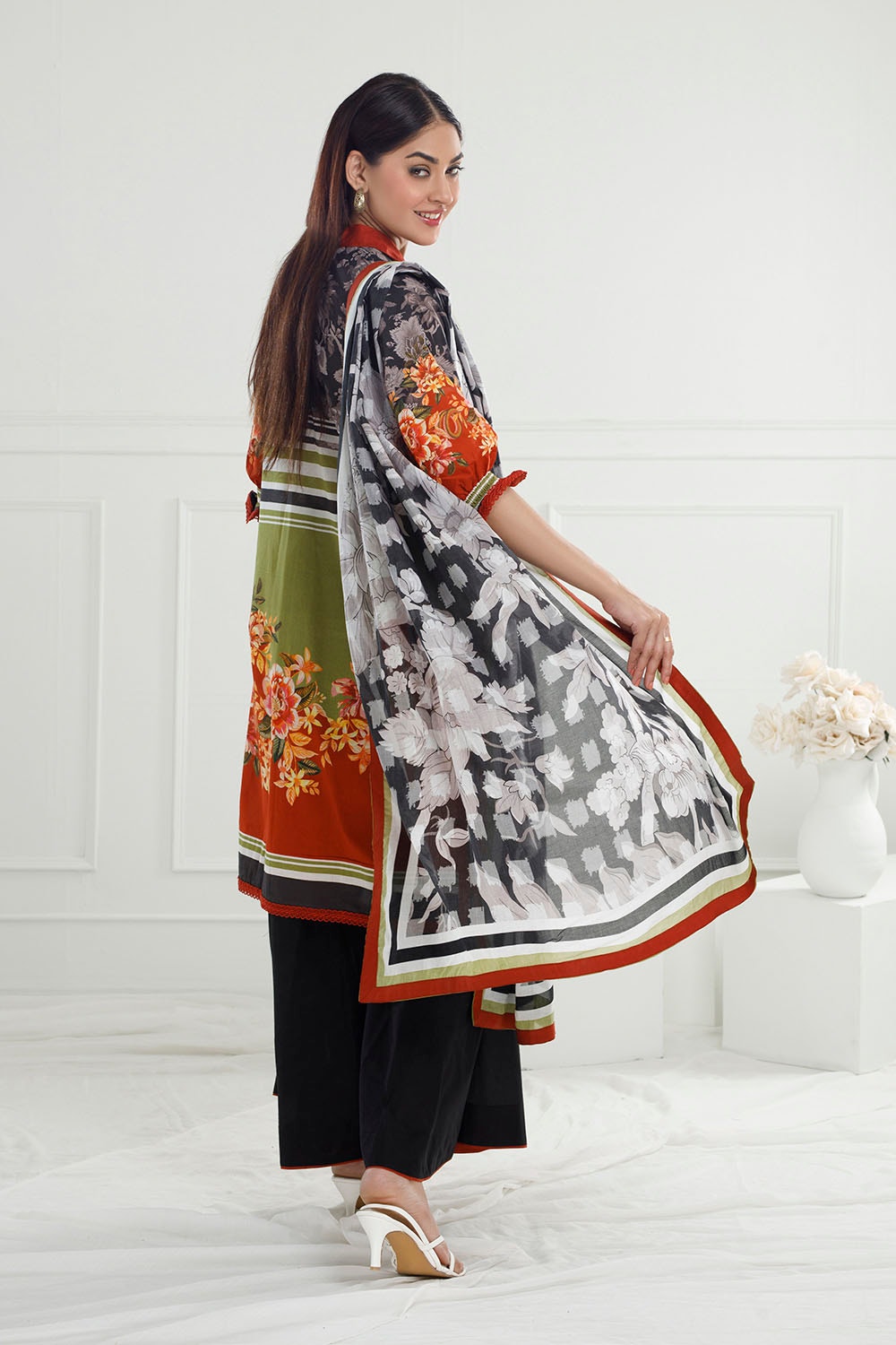 3 Piece Unstitched Printed Lawn Suit with Printed Lawn Dupatta