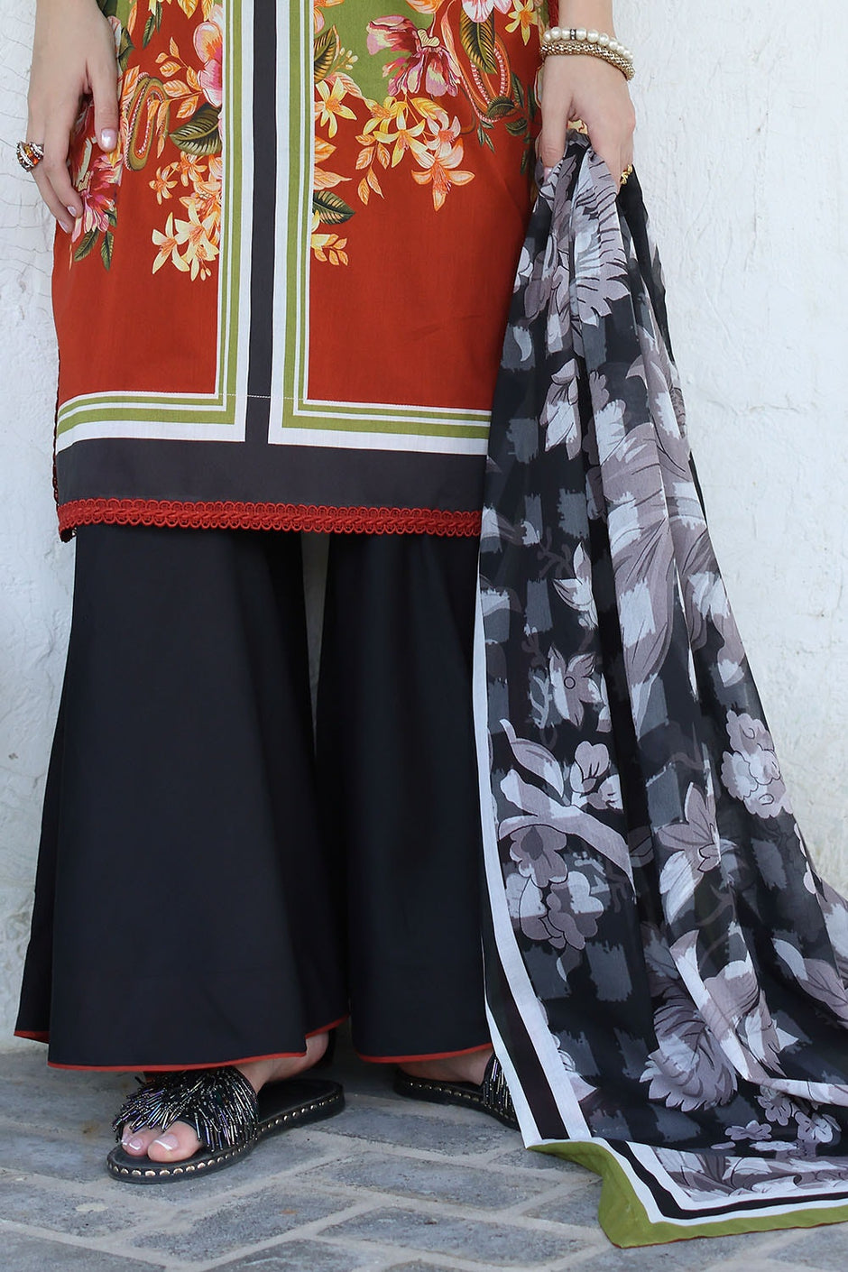 3 Piece Unstitched Printed Lawn Suit with Printed Lawn Dupatta