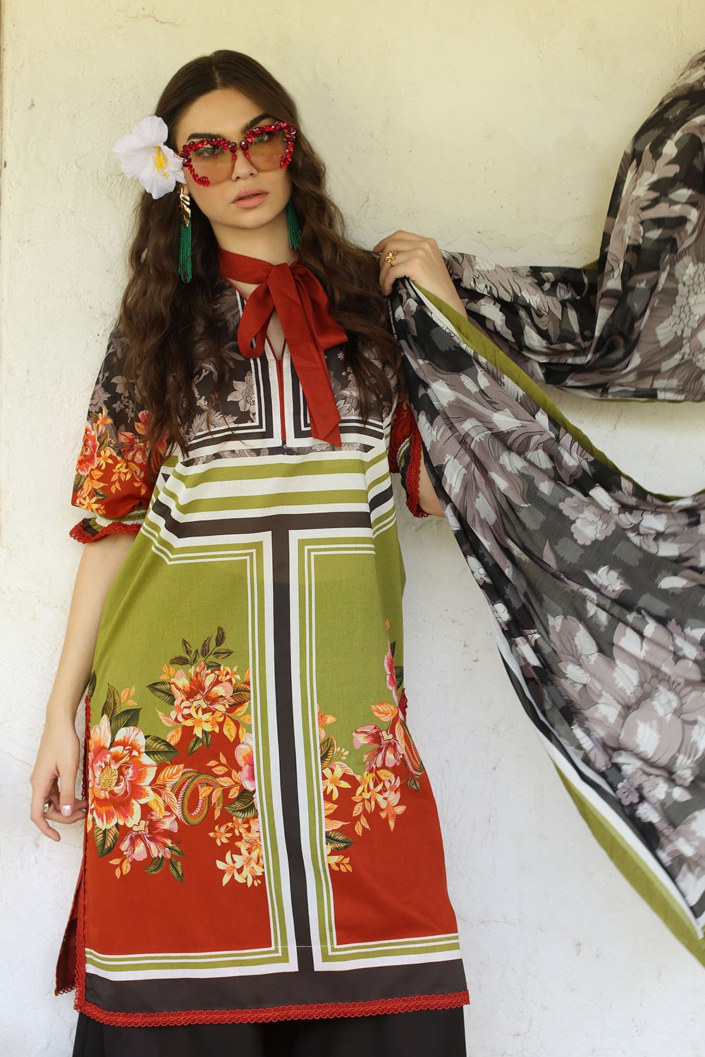 3 Piece Unstitched Printed Lawn Suit with Printed Lawn Dupatta