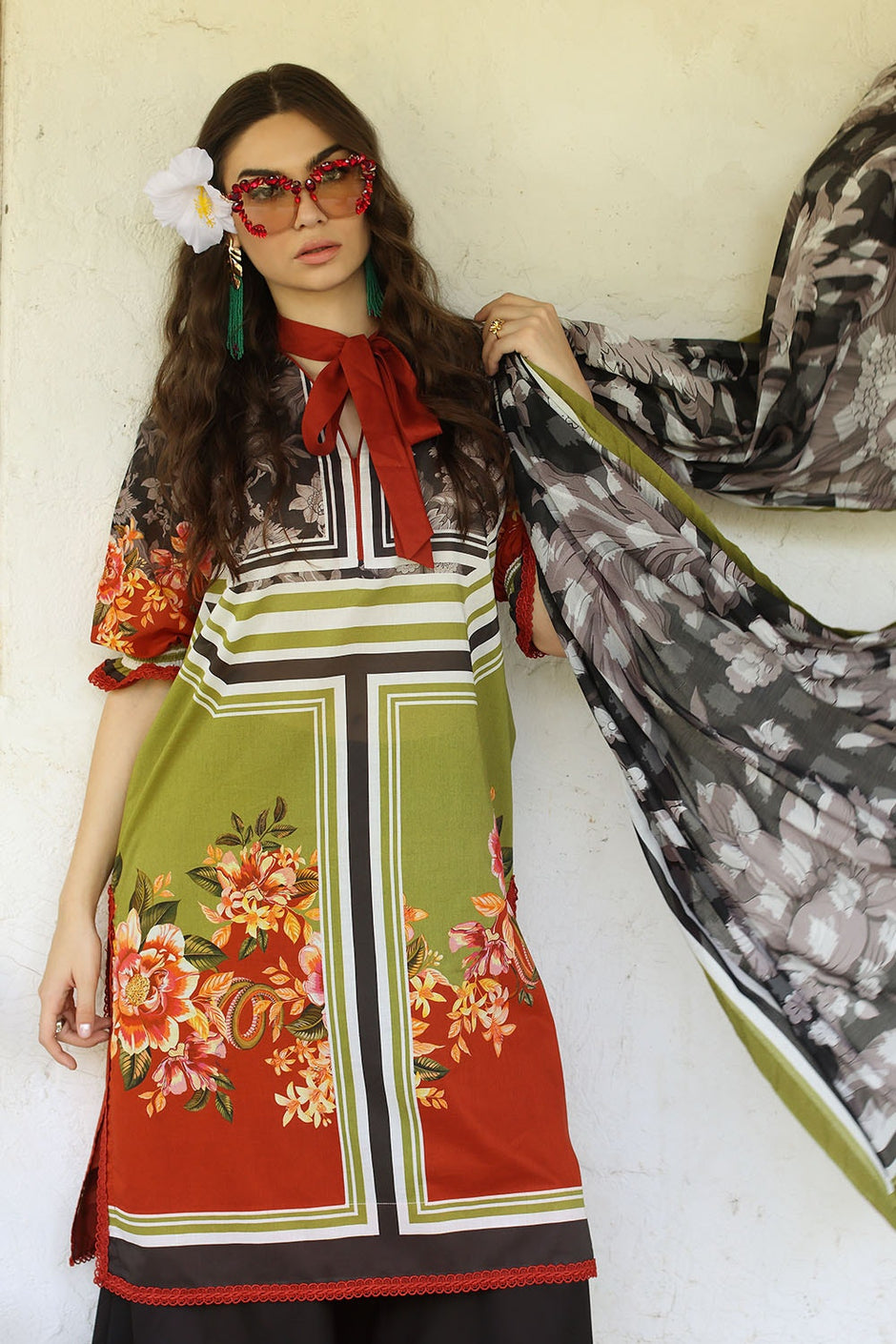 3 Piece Unstitched Printed Lawn Suit with Printed Lawn Dupatta