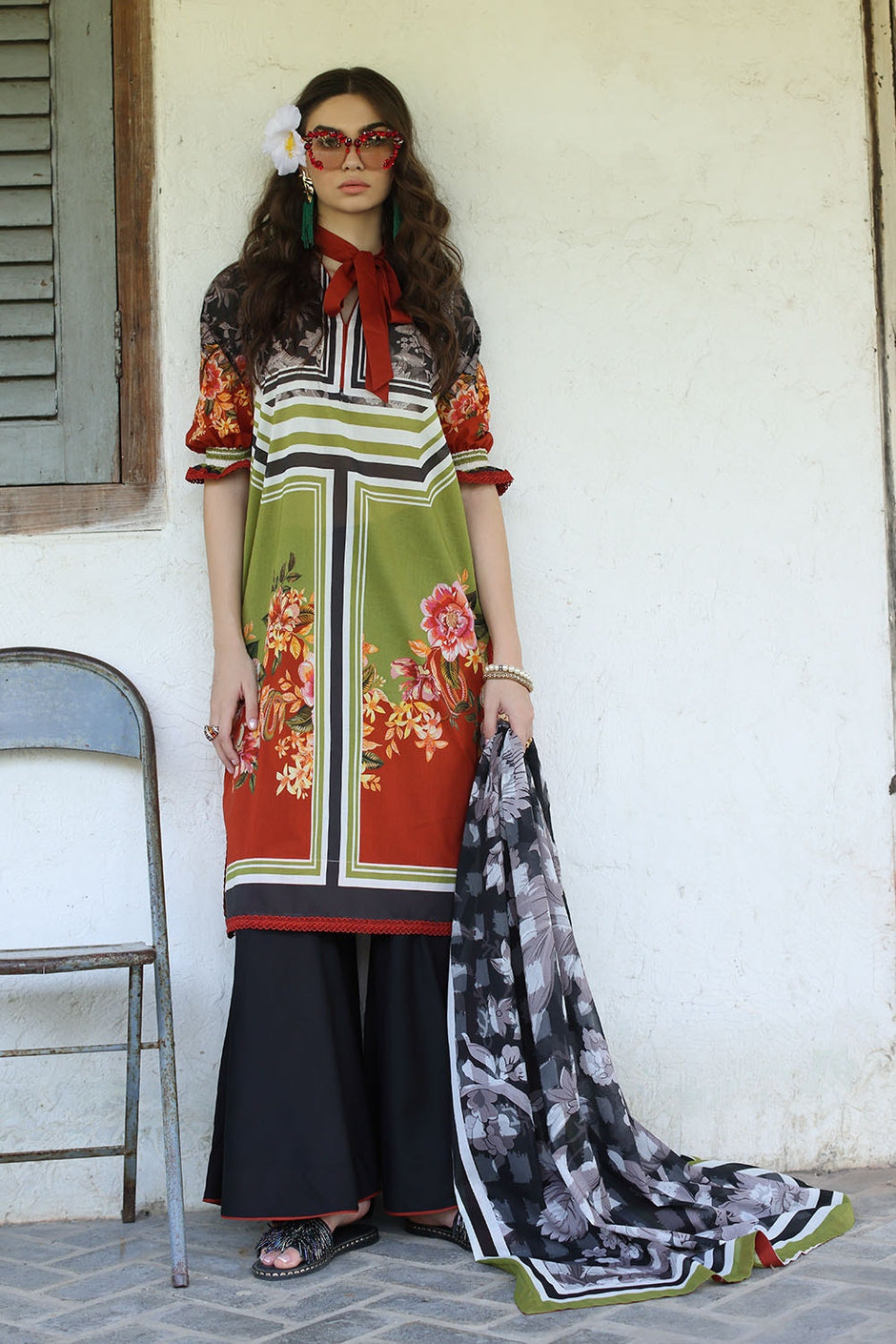3 Piece Unstitched Printed Lawn Suit with Printed Lawn Dupatta