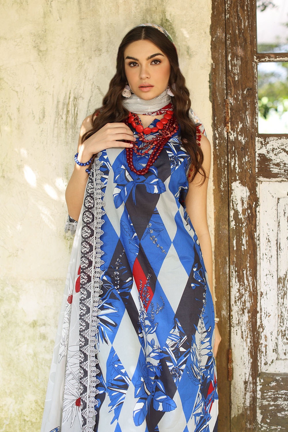 3 Piece Unstitched Printed Lawn Suit with Printed Lawn Dupatta