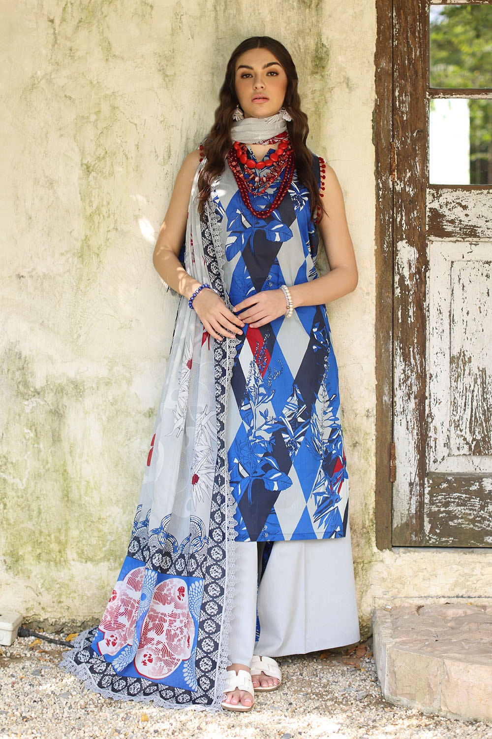 3 Piece Unstitched Printed Lawn Suit with Printed Lawn Dupatta