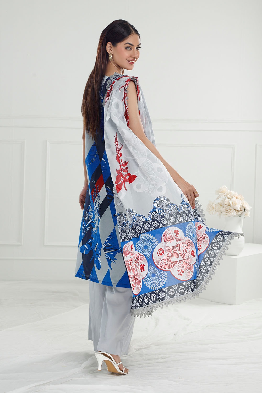 3 Piece Unstitched Printed Lawn Suit with Printed Lawn Dupatta