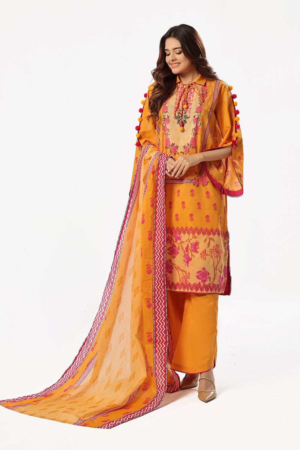 3 Piece Unstitched Printed Lawn Suit with Printed Lawn Dupatta