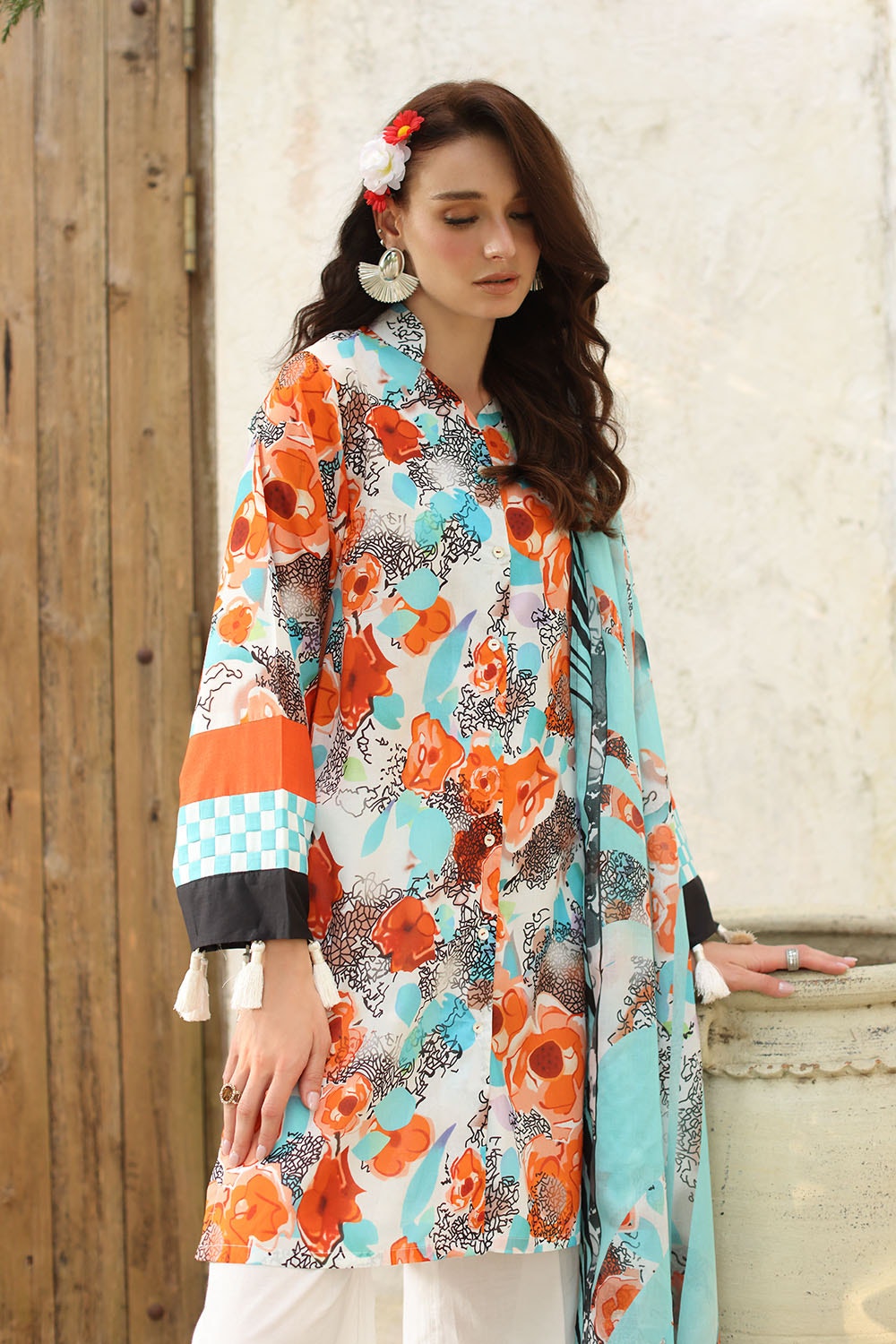 3 Piece Unstitched Printed Lawn Suit with Printed Lawn Dupatta CL-52563