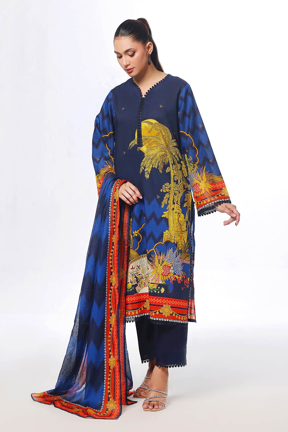 3 Piece Unstitched Printed Lawn Suit