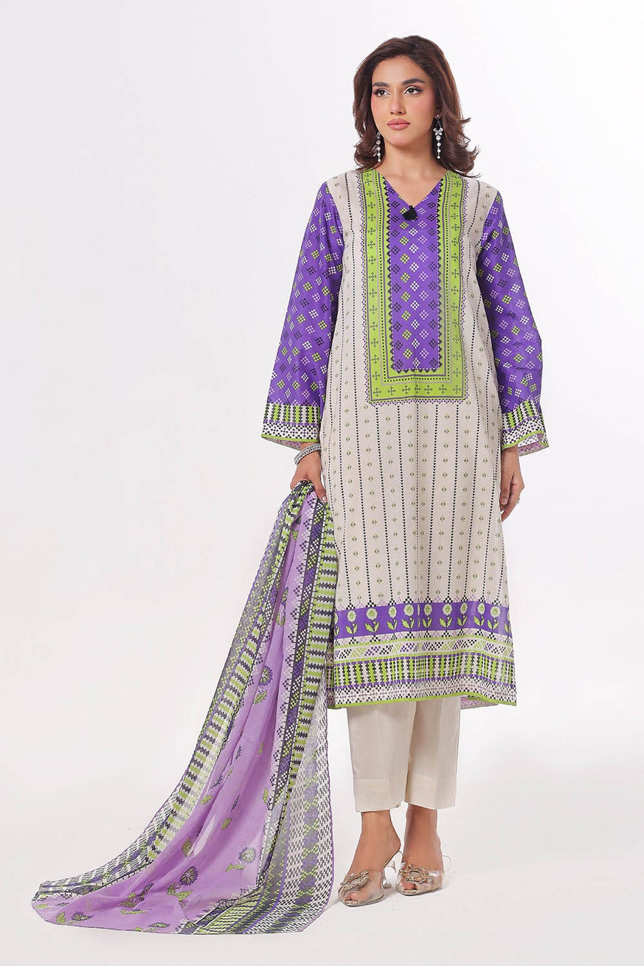 3 Piece Unstitched Printed Lawn Suit