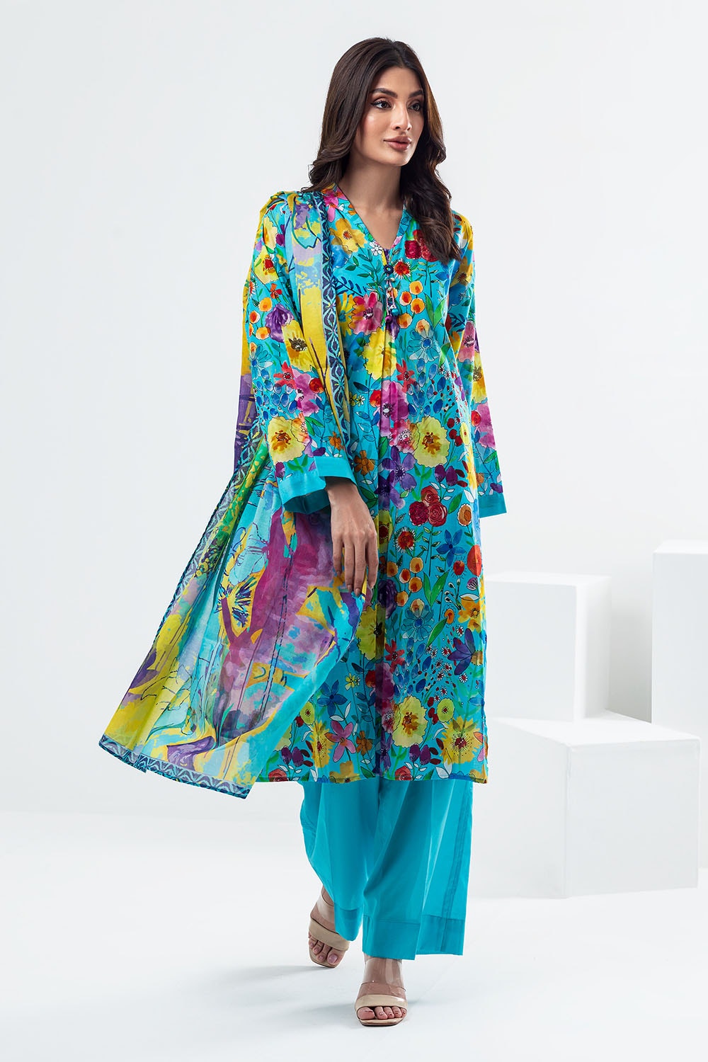 3 Piece Unstitched Printed Lawn Suit