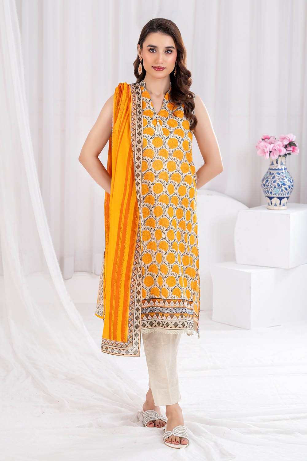 3 Piece Unstitched Printed Lawn Suit
