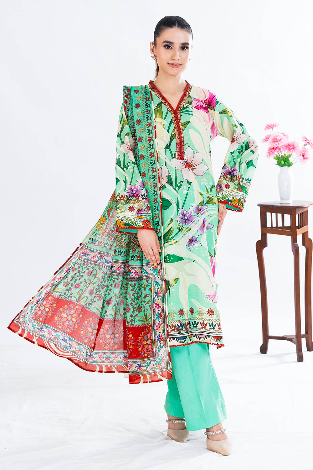 3 Piece Unstitched Printed Lawn Suit