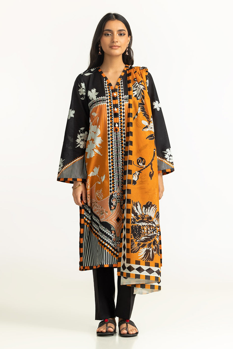 3 Piece Unstitched Printed Lawn Suit