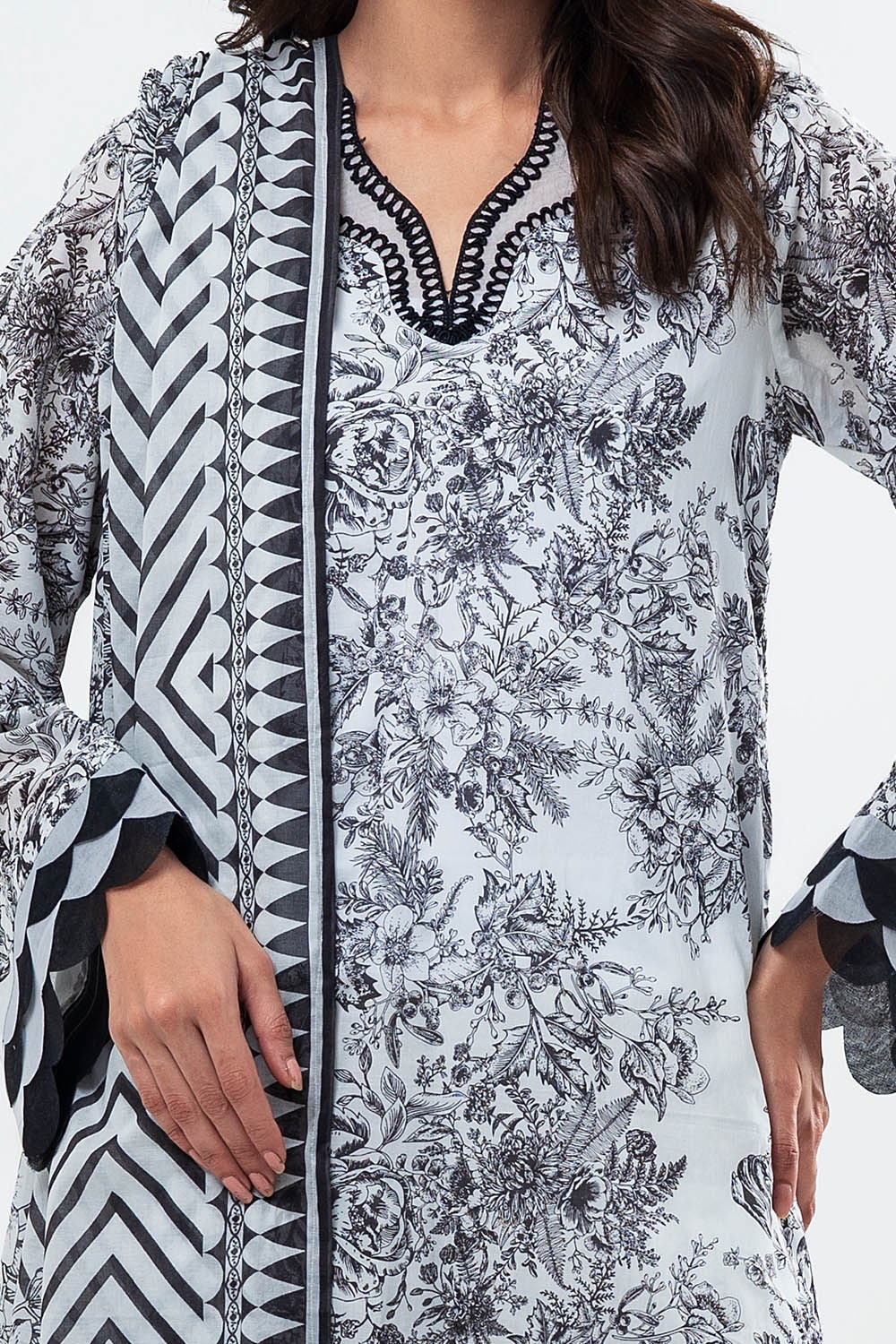 3 Piece Unstitched Printed Lawn Suit