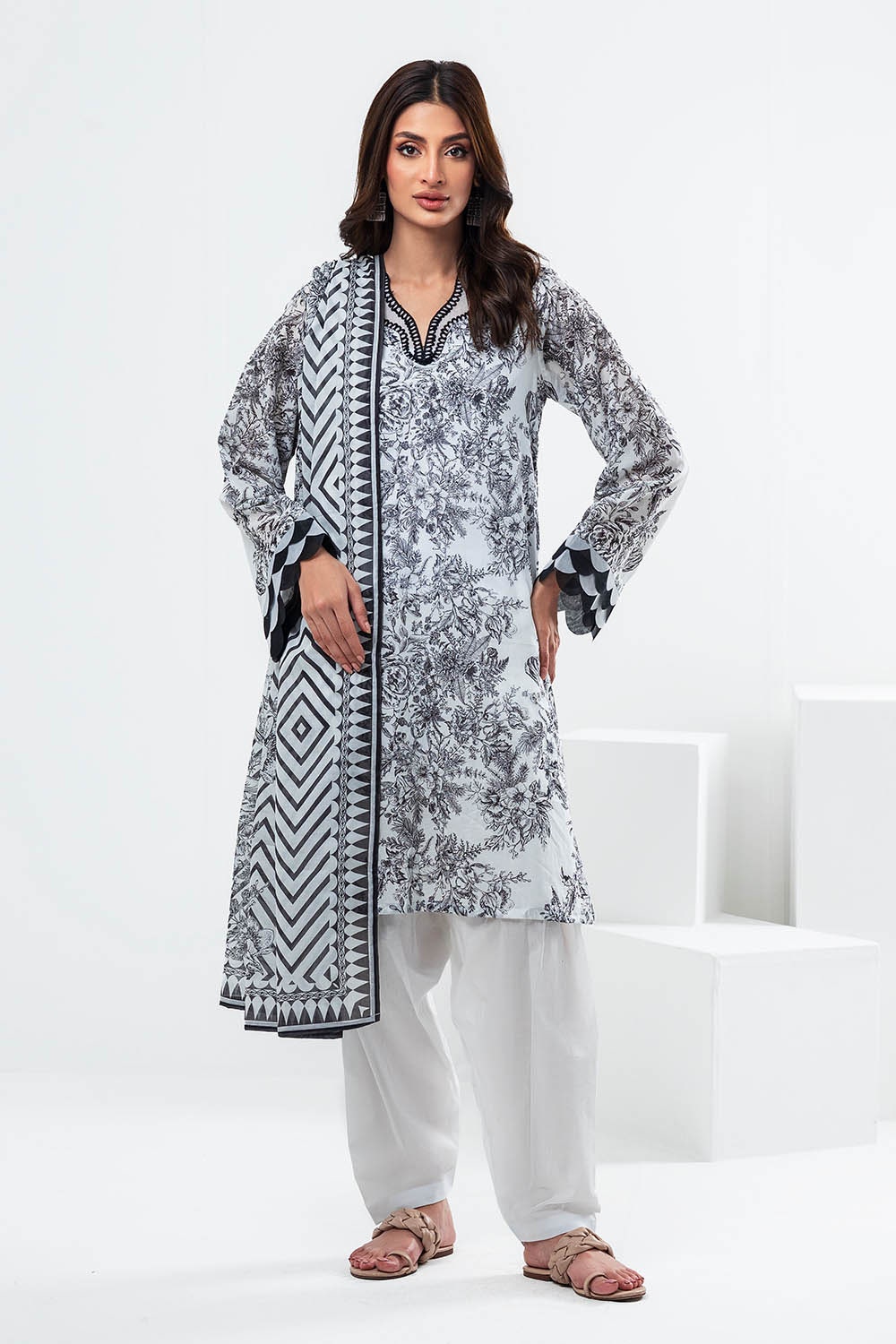 3 Piece Unstitched Printed Lawn Suit