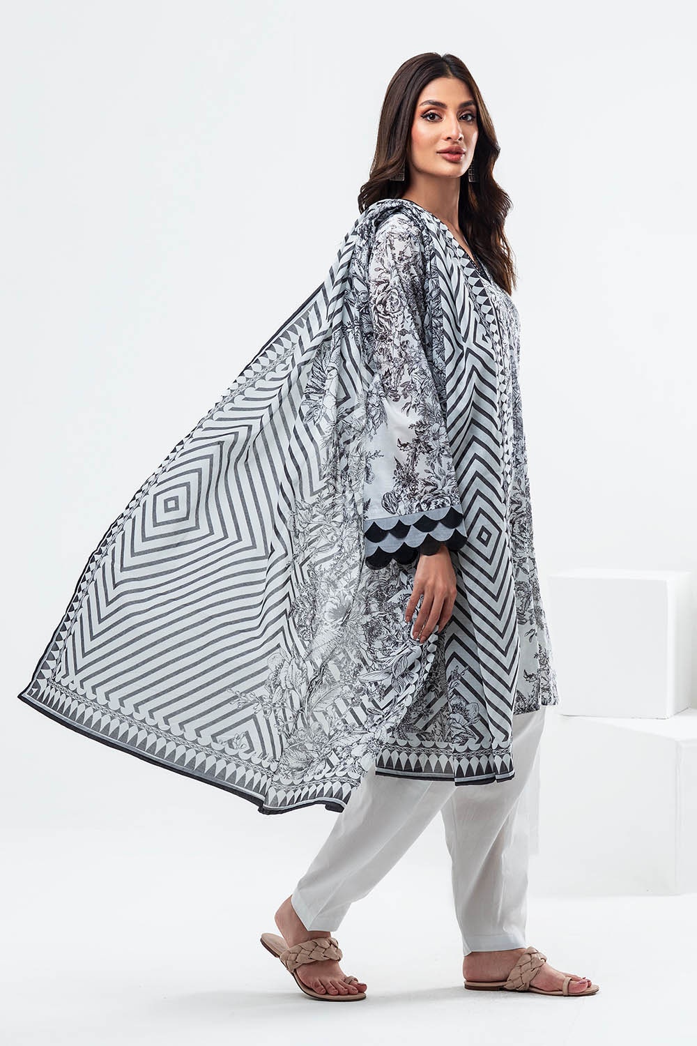 3 Piece Unstitched Printed Lawn Suit