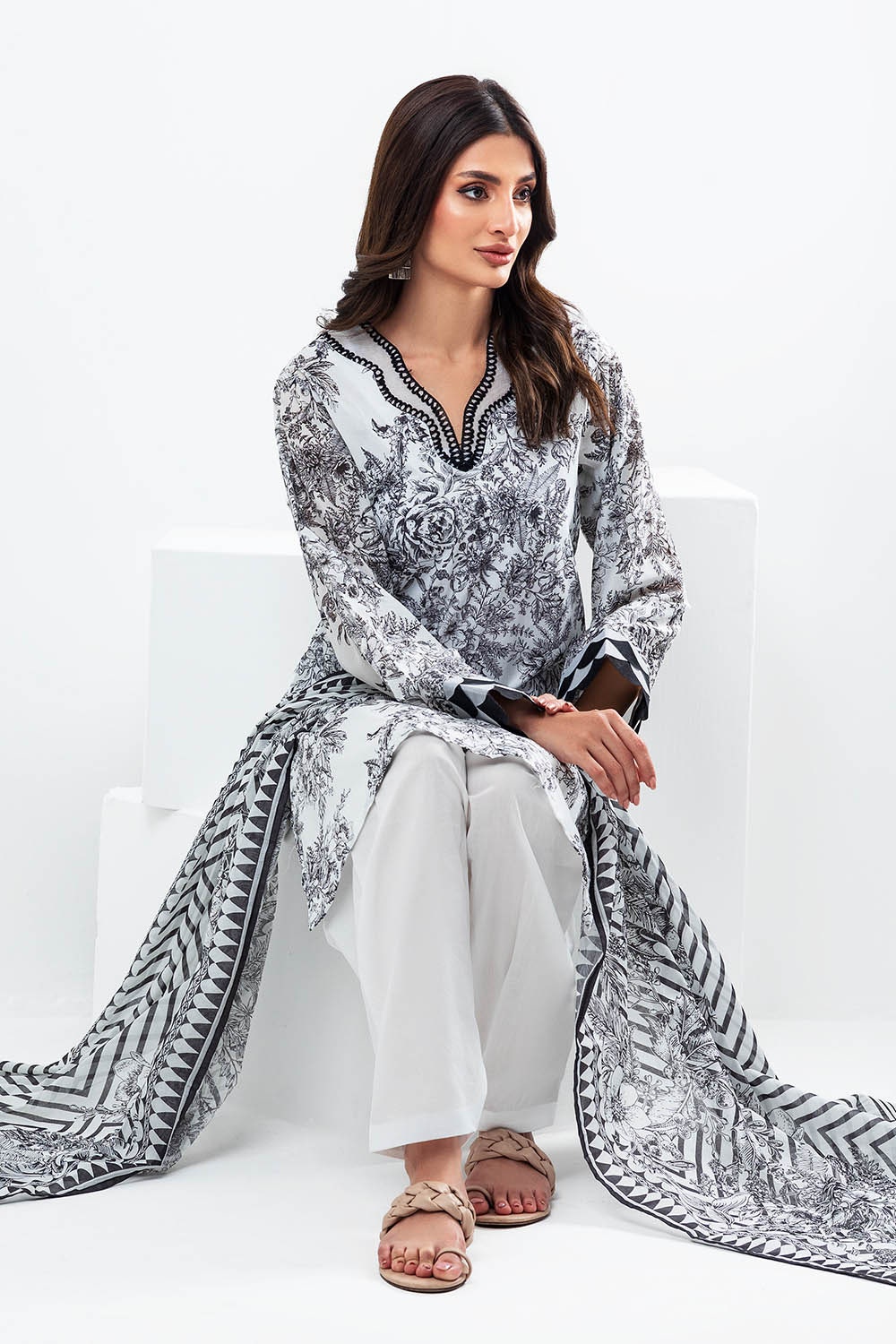 3 Piece Unstitched Printed Lawn Suit
