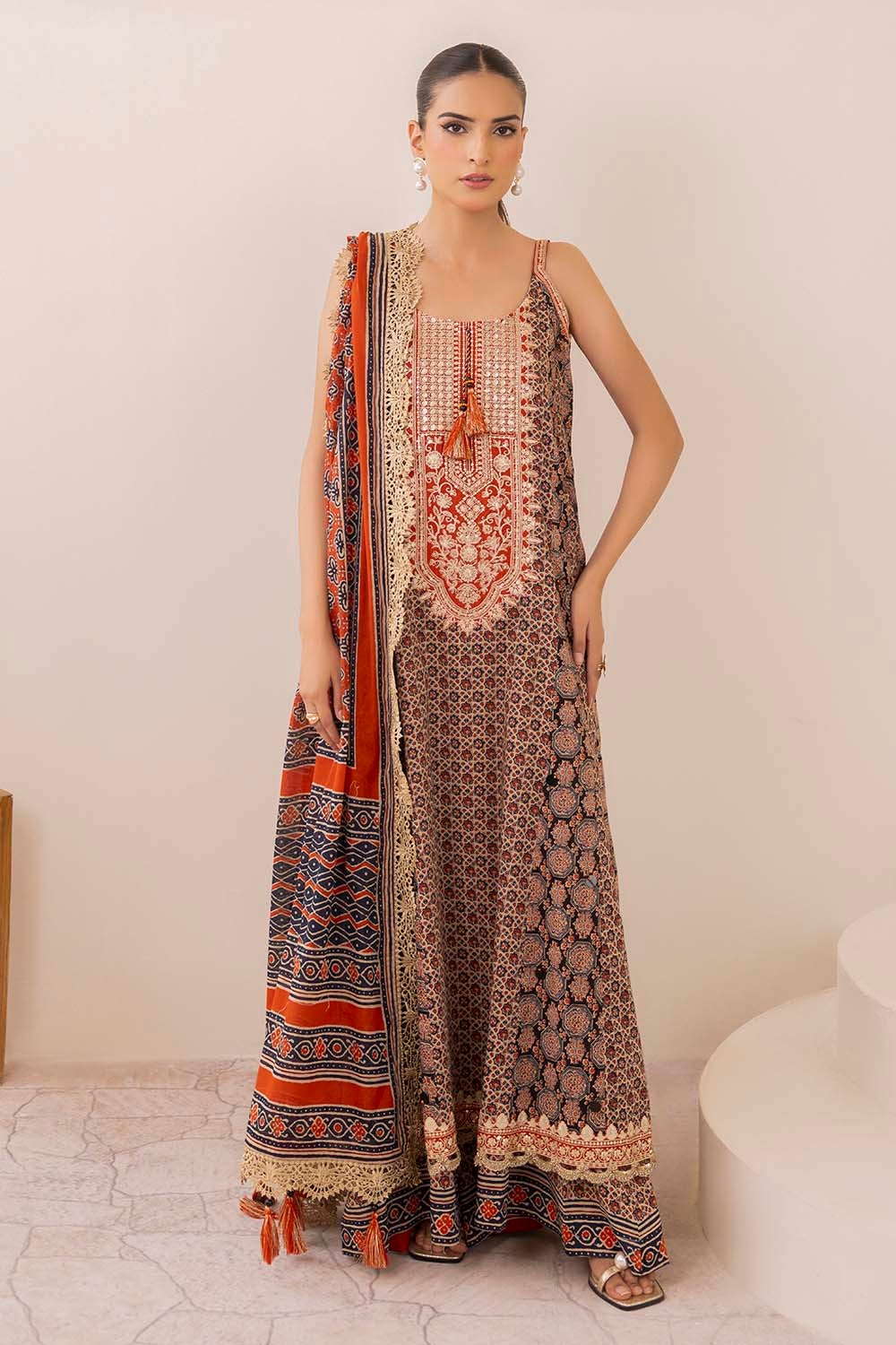 3 Piece Unstitched Embroidered Printed Lawn Suit CL-52658