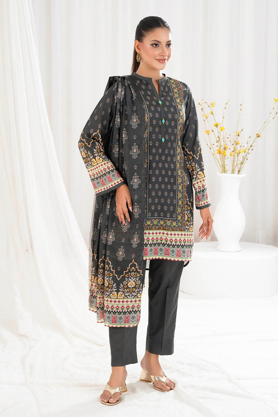 3 Piece Unstitched Printed Lawn Suit