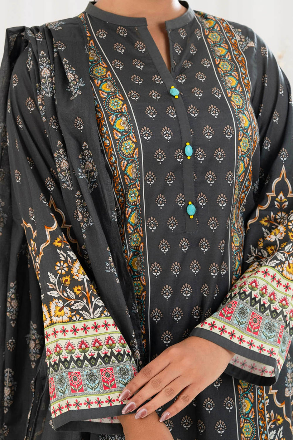 3 Piece Unstitched Printed Lawn Suit